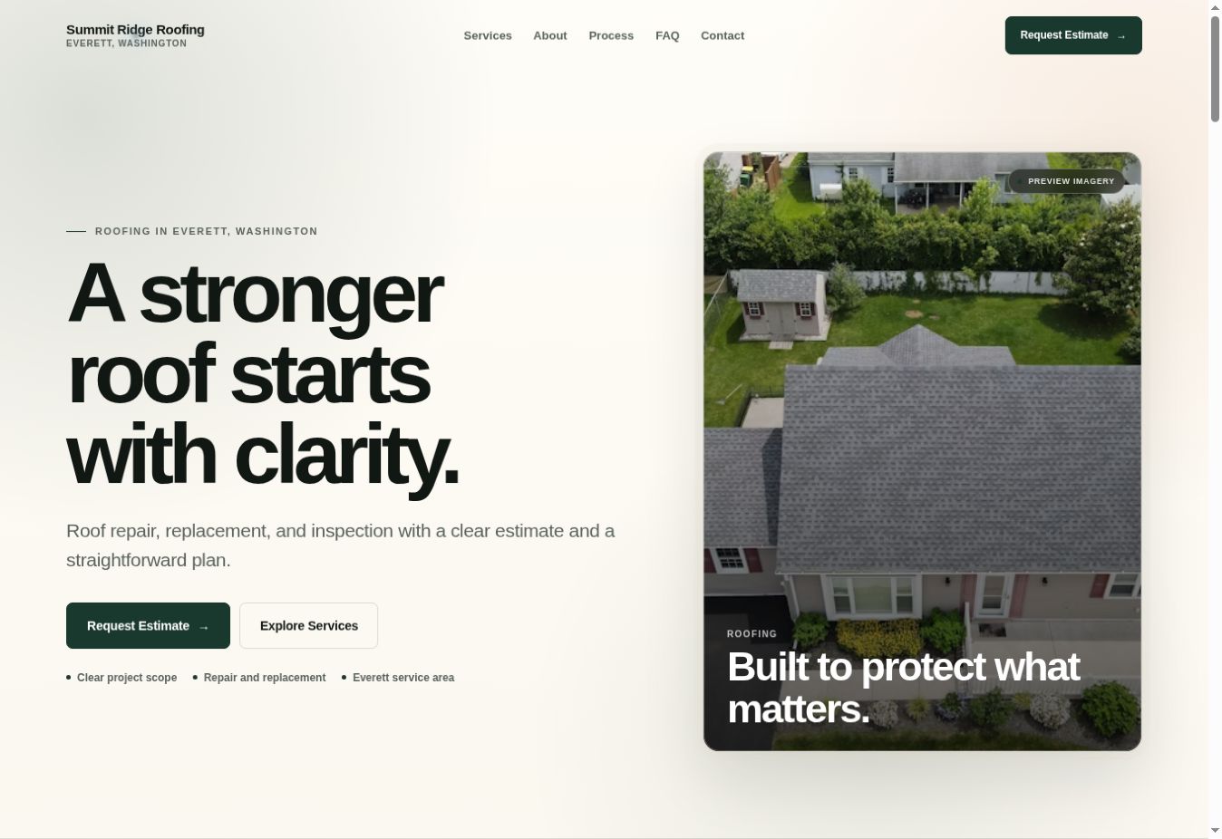 Summit Ridge Roofing website preview